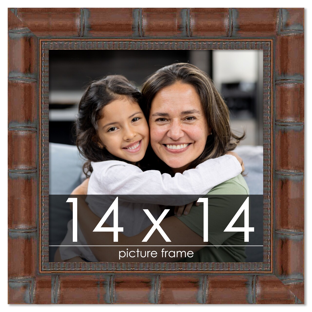 14x14 Wide Bamboo Picture Frame with UV-Resistant Acrylic & Acid Free Backing, Available in 4 Finishes - Brown, Black, Silver, and Natural